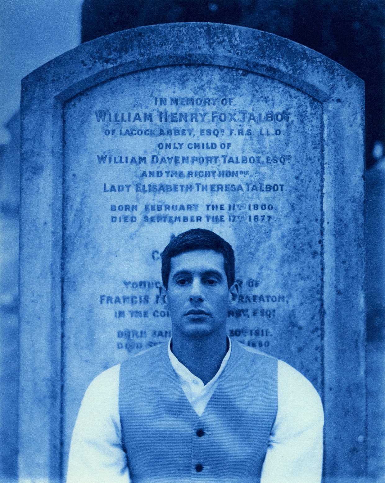 John Dugdale in front of Fox Talbot tombstone