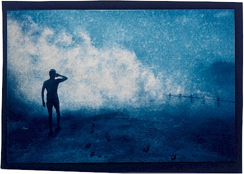 surreal image man silhouette walking through mist and fog carl jung unconscious consciousness metaphor Self spiritual wasteland
