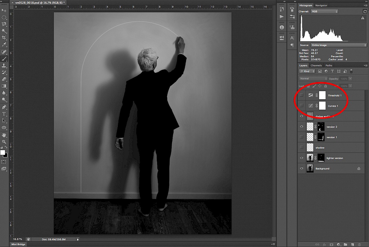 photoshop curve and threshold adjustment